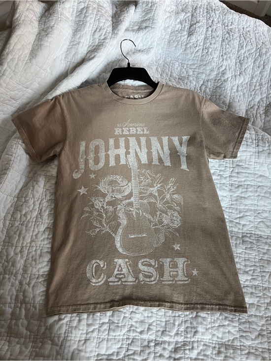 Johnny Cash Tops - Johnny Cash Graphic Tee - Beige Short Sleeve Shirt